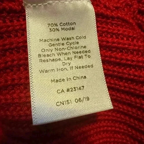 Talbots Holiday Festive Tie Front Cowl Neck Red Sweater. - Picture 10 of 11